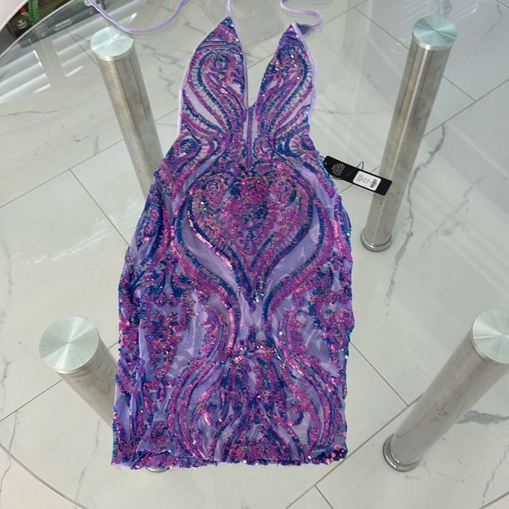 Purple sequin dress